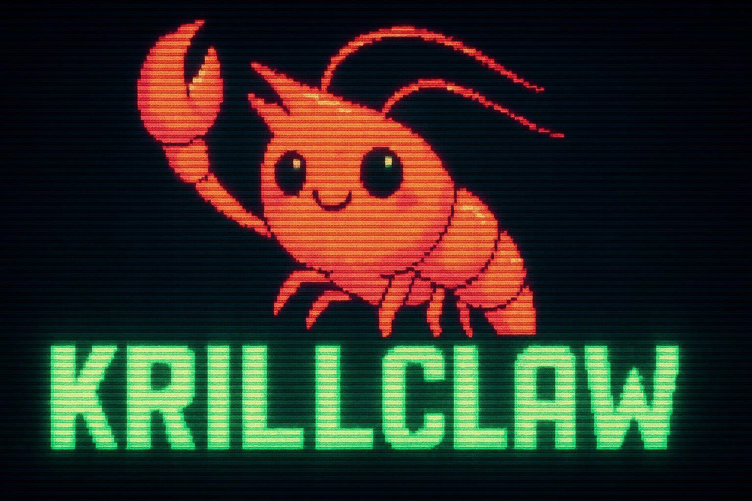 KrillClaw mascot — pixel art krill with CRT scanline effect